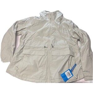 Women’s Columbia XL Sweet Creek ll Lined Rain Jacket Beige Full Zip W-Hood NWT